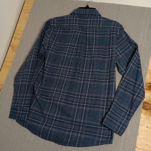 Eddie Bauer Bristol Flannel Shirt Mens Small Blue Plaid Relaxed Fit Casual - Picture 9 of 14
